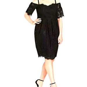 City Chic Amour Off-the-Shoulder Lace Dress Size S/16